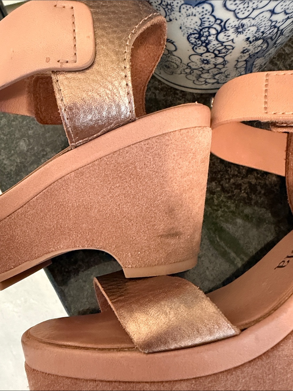 Pedro Garcia Champagne Metallic Wedge/Platform Sandals - Picture 5 of 9